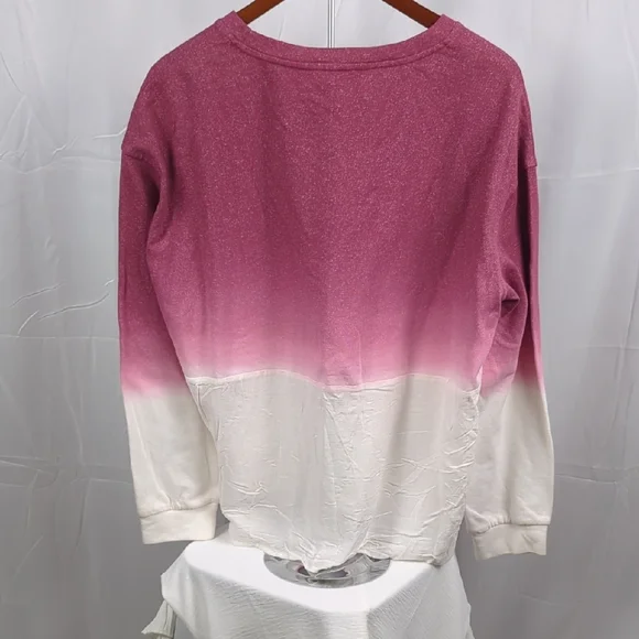 Umgee Pink and White Ombre Long Sleeve Top - Picture 3 of 4